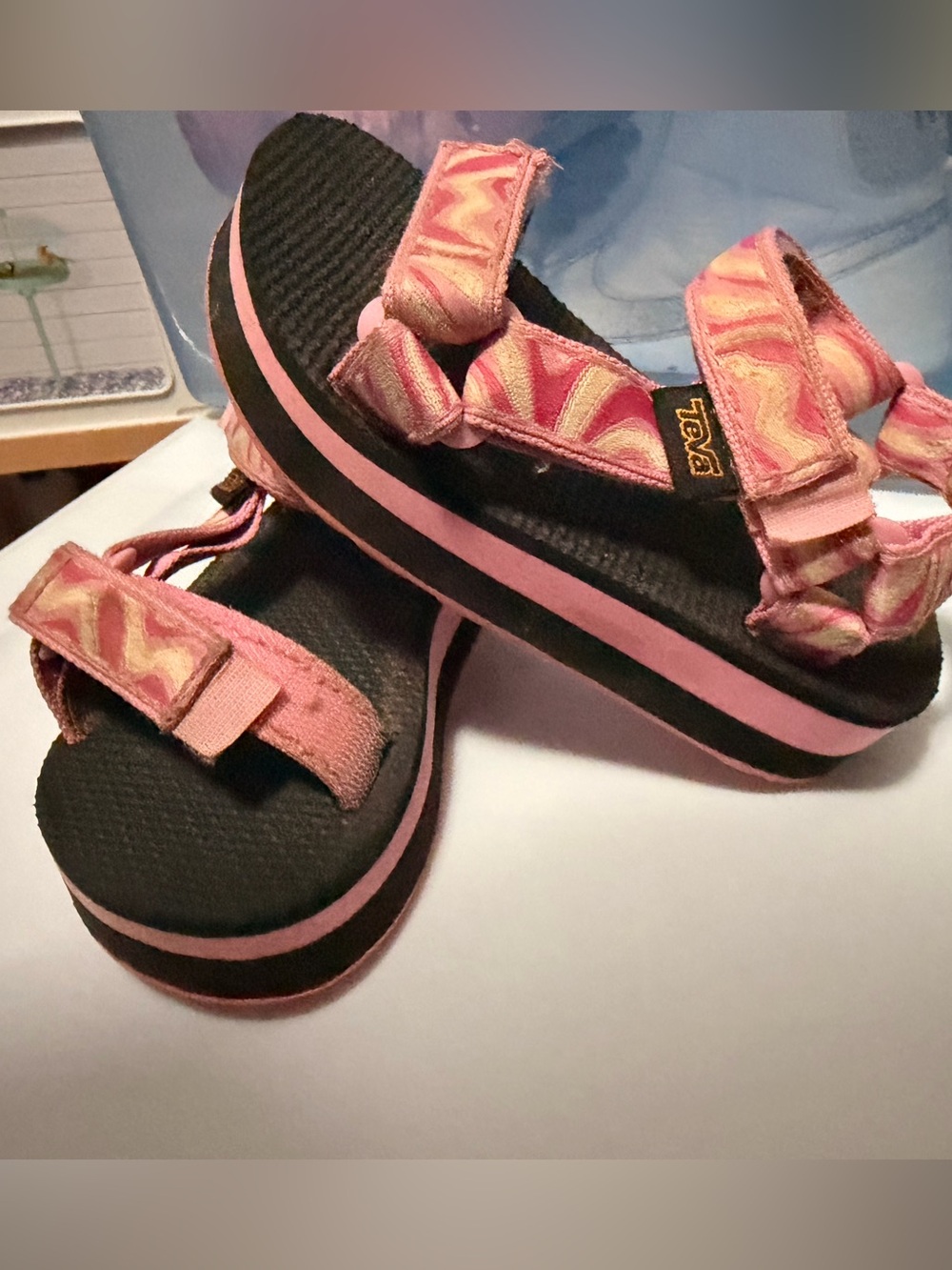 Teva Kids Pink Swirl Strap Adjustable Sandals
